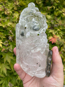 Lodolite Quartz Dragon Carving