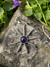 Load image into Gallery viewer, 925 Sterling Silver Amethyst Sun Pendant
