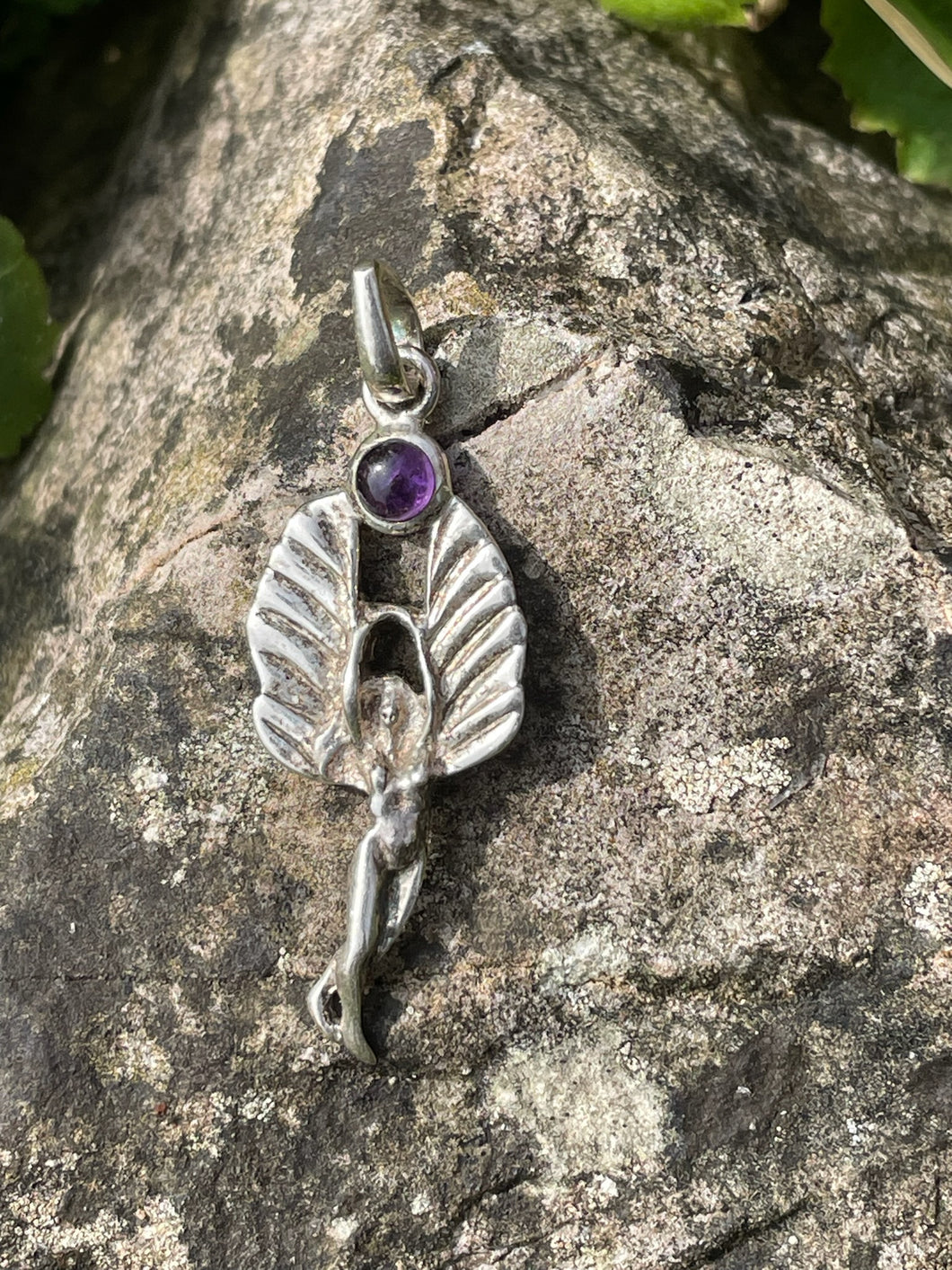 925 Sterling Silver Goddess Pendant with Amethyst