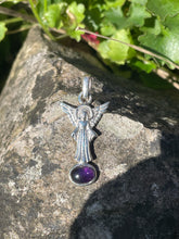 Load image into Gallery viewer, Silver Angel Pendant with Amethyst
