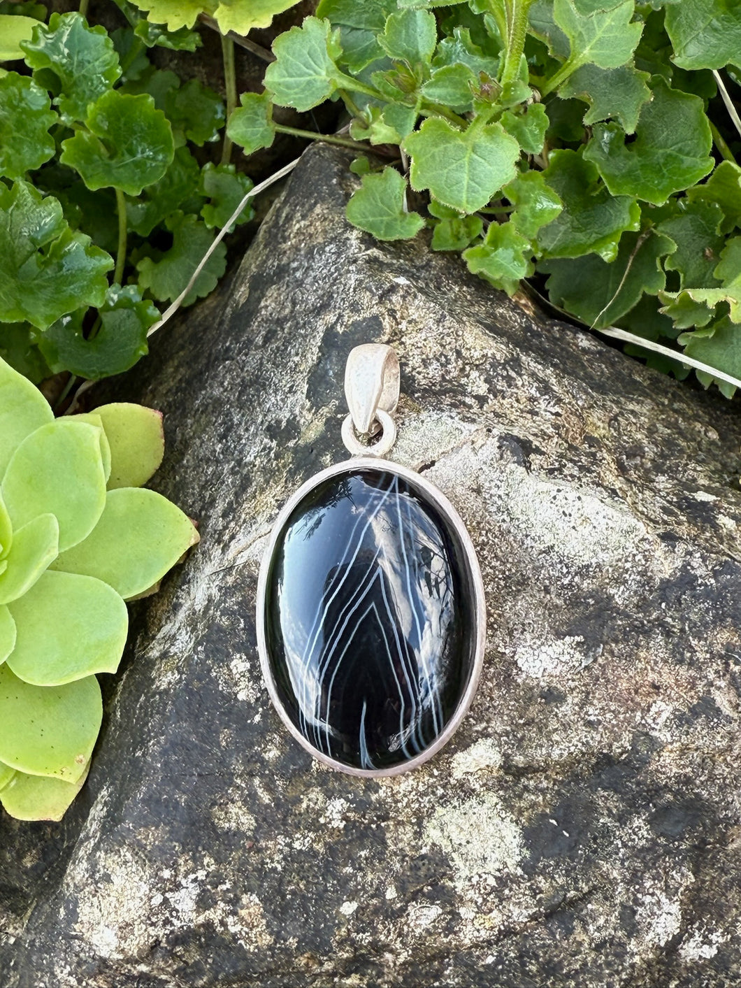 Botswana Agate Silver Pendant