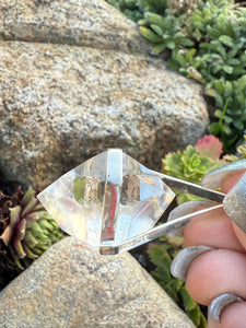 Silver Double Terminated Diamond Quartz Pendant