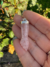 Load image into Gallery viewer, Silver Rose Quartz Power Fist Pendant
