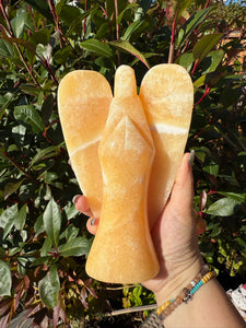 Large Orange Calcite Angel Carving