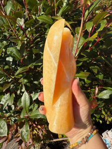 Large Orange Calcite Angel Carving