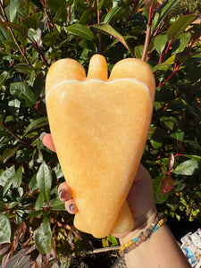 Large Orange Calcite Angel Carving