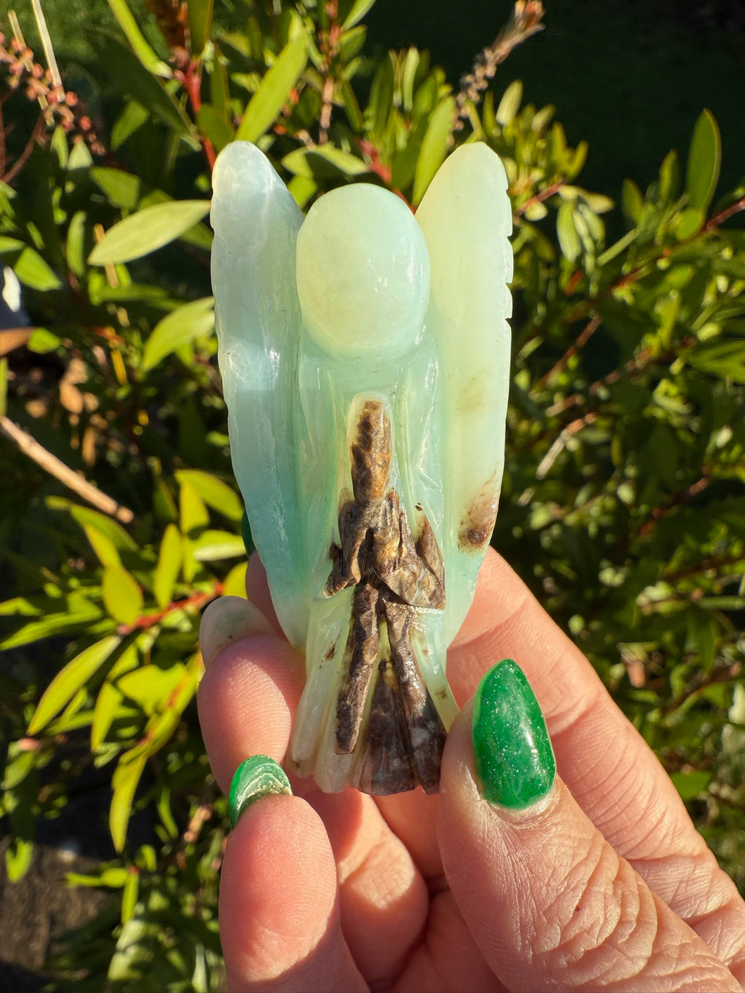 Natural Andean Blue Opal Angel Carving