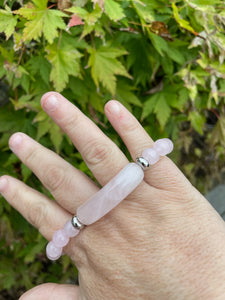 Rose Quartz Bead and Bar Bracelet