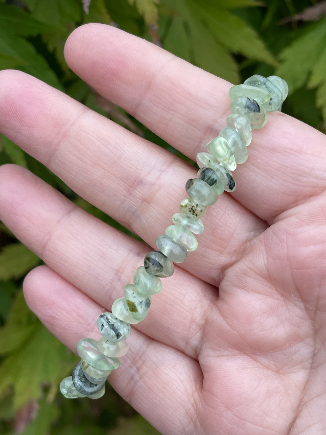 Prehnite and Epidote Chip Bracelet