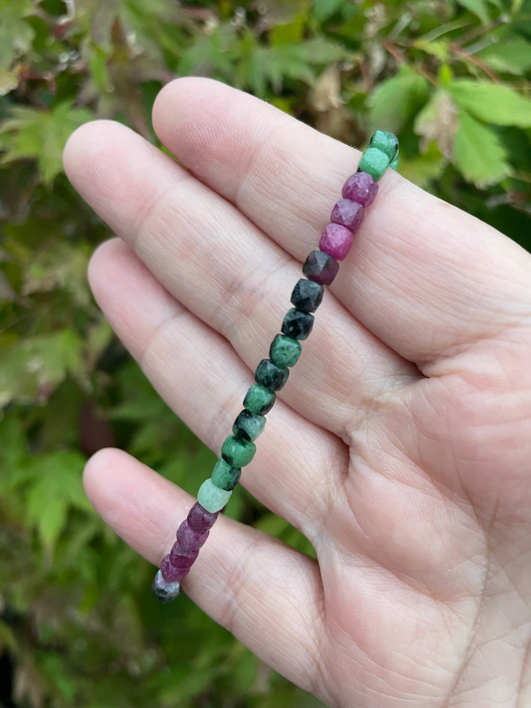 Ruby and Zoisite Bracelet 4mm Beads