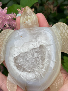 Druzy Agate Turtle Carving