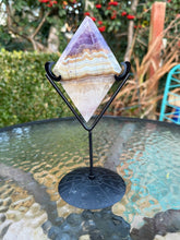 Load image into Gallery viewer, Amethyst and Crazy Lace Agate Diamond on Stand from Mexico
