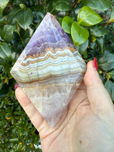 Load image into Gallery viewer, Amethyst and Crazy Lace Agate Diamond on Stand from Mexico
