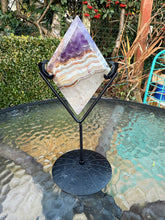 Load image into Gallery viewer, Amethyst and Crazy Lace Agate Diamond on Stand
