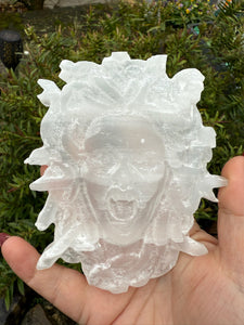 Satin Spar Medusa Carving