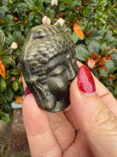 Load image into Gallery viewer, Gold Sheen Obsidian Buddha Head Carving
