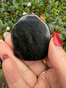 Gold Sheen Obsidian Buddha Head Carving