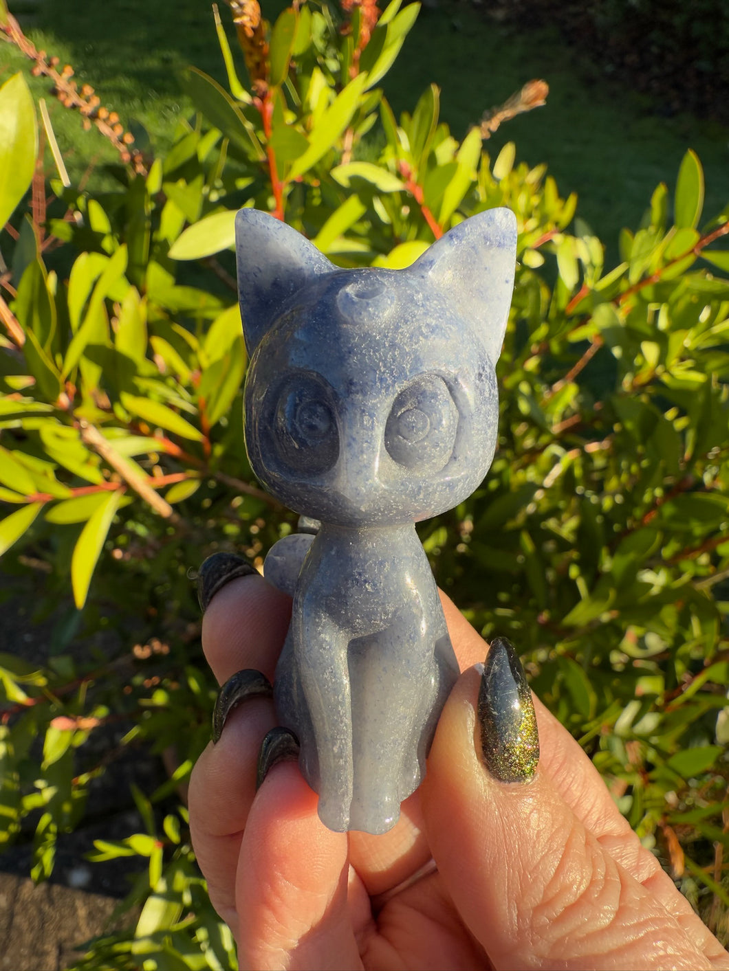 Blue Aventurine Lunar Cat Carving