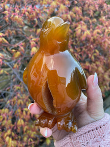 Large Druzy Agate Penguin Carving