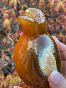 Large Druzy Agate Penguin Carving