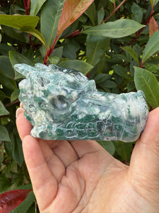 Moss Agate Dragon Head