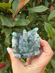 Moss Agate Dragon Head