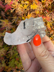 Tourmaline in Quartz Carved Dragon Head