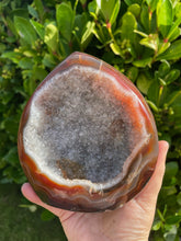 Load image into Gallery viewer, Carnelian and Druzy Quartz Geode Freeform
