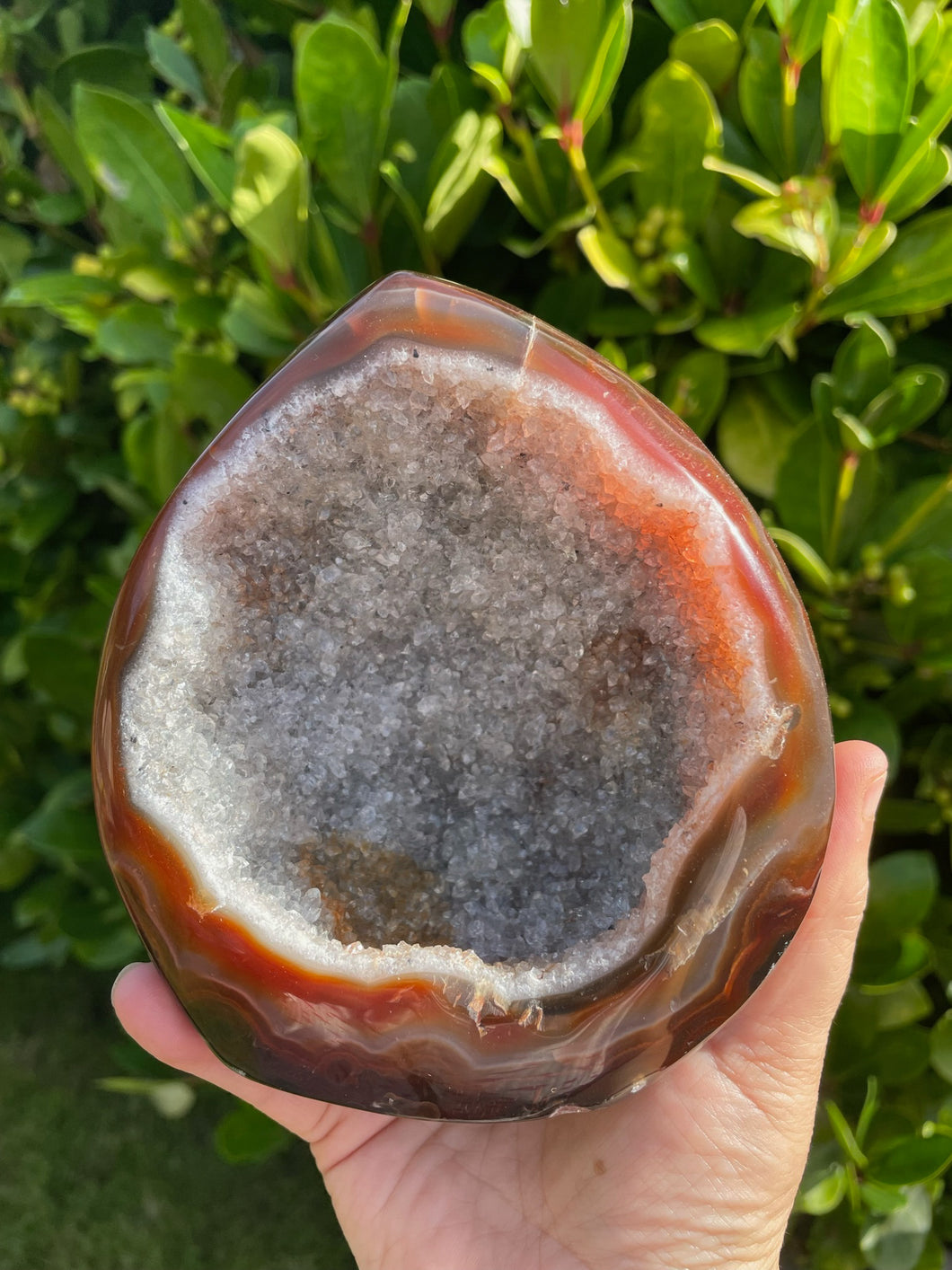 Carnelian and Druzy Quartz Geode Freeform