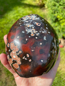 Carnelian and Druzy Quartz Geode Freeform