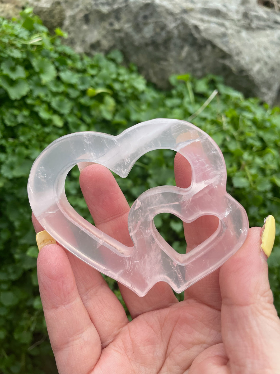 Rose Quartz Double Heart