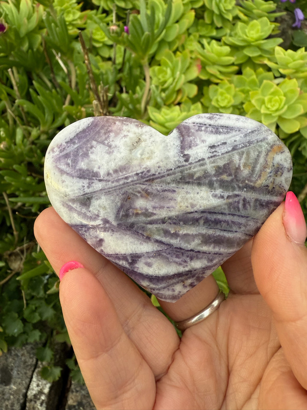 Fluorite and Quartz Heart Carving