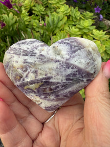 Fluorite and Quartz Heart Carving