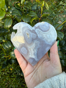 Druzy Agate Heart Carving with Stand