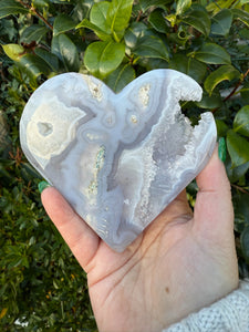 Druzy Agate Heart Carving with Stand