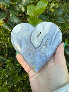 Druzy Agate Heart Carving with Stand