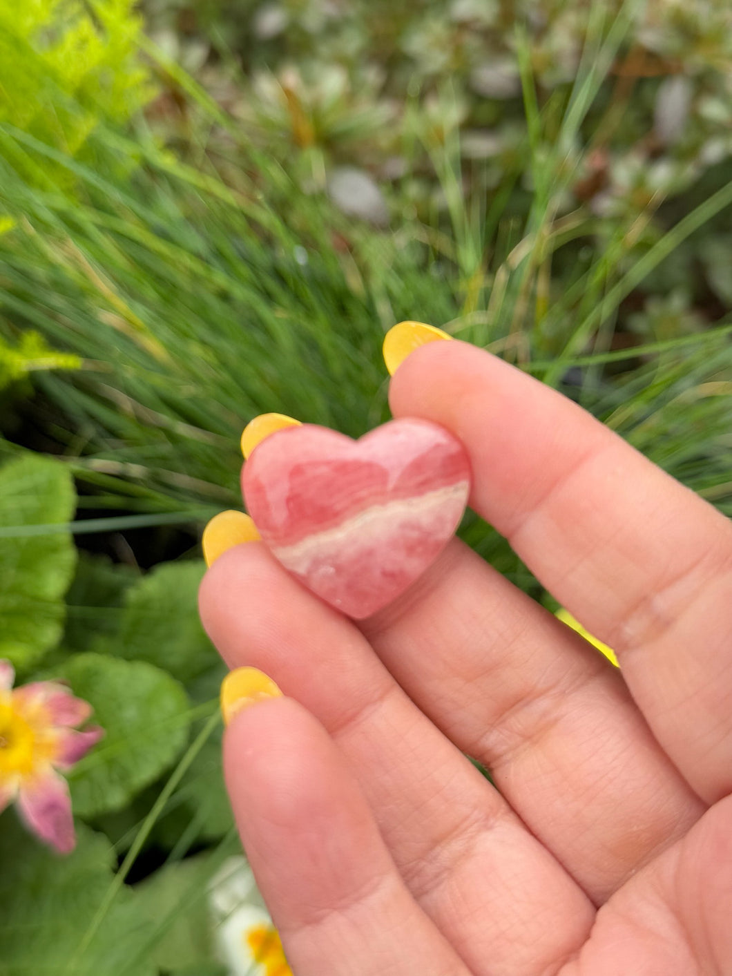 Rhodochrosite Flat Back Heart Carving