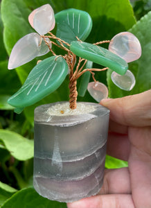 Fluorite, Rose Quarts, and Aventurine Tree