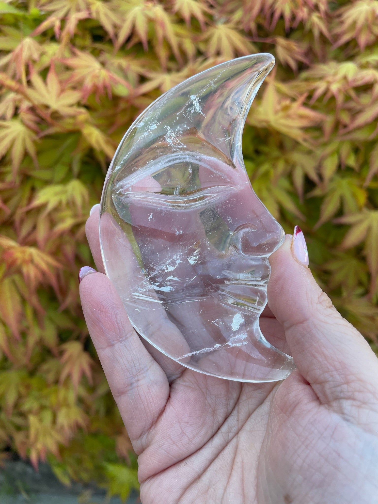 Cleae Quartz orders Crystal Moon Carving.