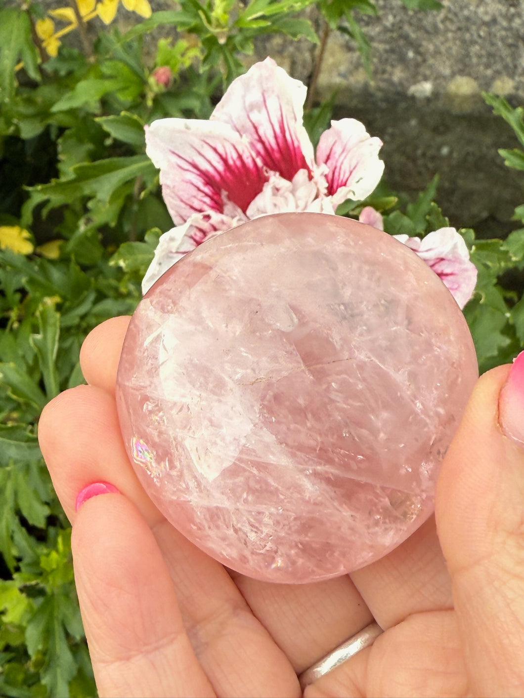 Clear Rose Quartz Palmstone