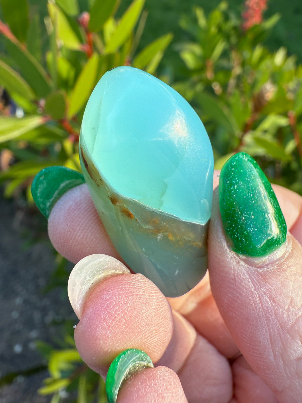 High Quality Andean Blue Opal Tumblestone with Dendrites from Peru