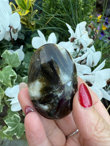 Green Tourmaline with Mica in Quartz Palmstone