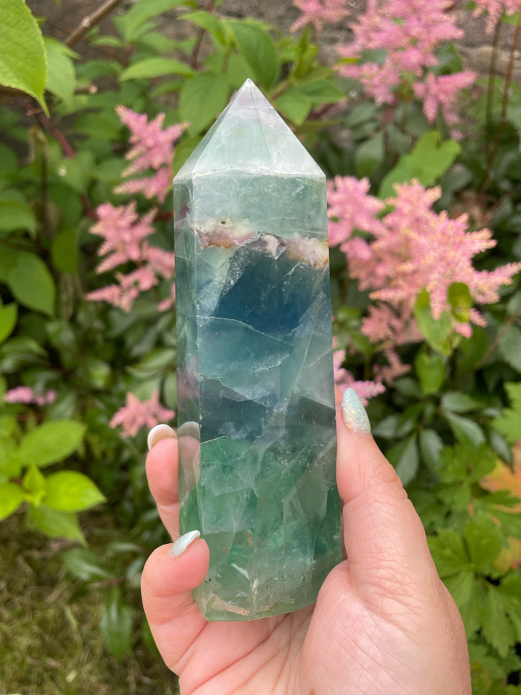 Green and Blue Fluorite Tower