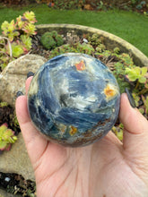 Load image into Gallery viewer, Large Kyanite Sphere with Garnet and Mica
