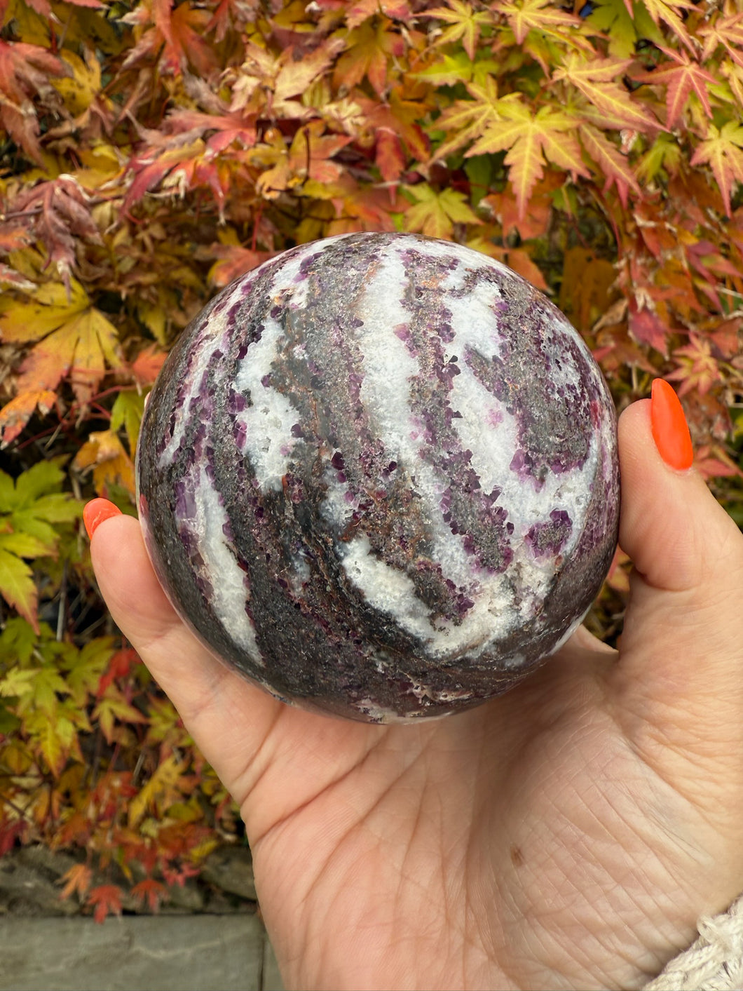 Incredible Fluorite and Quartz Sphere 8.2cm Diameter