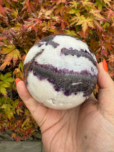 Incredible Fluorite and Quartz Sphere 8.2cm Diameter