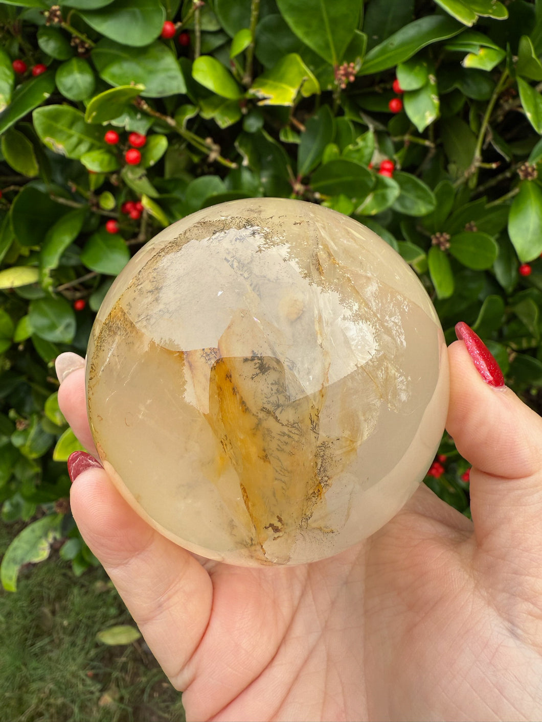 Large Golden Healer Quartz Sphere with Dendrites