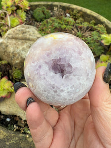 Flower Agate and Amethyst Sphere