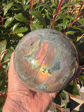 Load image into Gallery viewer, Large Pink Flash Labradorite Sphere 13cm diameter
