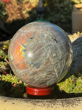 Load image into Gallery viewer, Large Pink Flash Labradorite Sphere 13cm diameter
